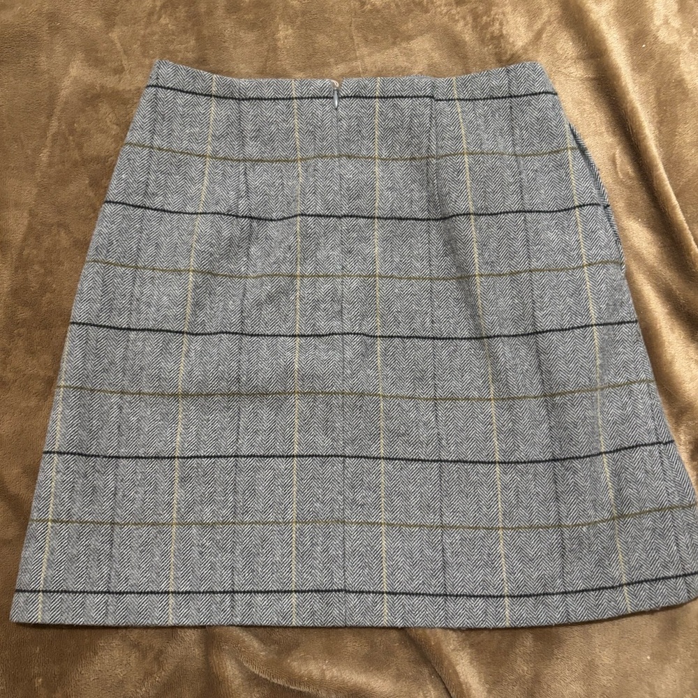 Uniqlo Wool Blend Gray Checkered Mini Skirt - Picture 4 of 6